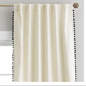 Pottery Barn Emily & Meritt Natural Linen Pom Pom
Blackout Curtain Panel, 108”